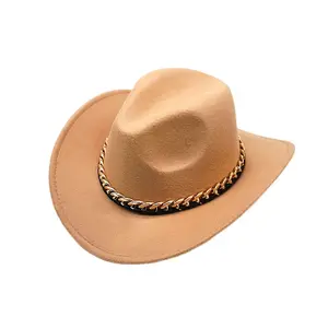 Wholesale Unisex Western Felt Cowboy Hats with Embroidery Logo Neon Leather Straw Hats for Men Adults for Parties
