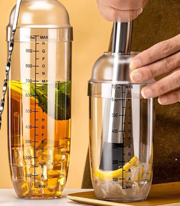 <span class=keywords><strong>Bouteille</strong></span> shaker à cocktail en plastique personnalisée 12oz/16oz/24oz/32oz mélangeur de vin à <span class=keywords><strong>martini</strong></span> transparent échelle crépine type outil de bar - Product Image 4