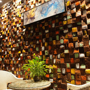 Panel de Pared de Mosaico de Madera Sólida, Tablones de Cedro Envejecido y Desgastado para Decoración de Paredes de Cafeterías, Bistrós y Barras <span class=keywords><strong>Vintage</strong></span> - Product Image 2