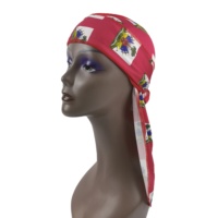 Bonnet de sommeil drapeau haïtien à impression personnalisée réversible en gros Designer Satin Hair Durag Bonnet
