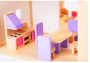 COMMIKI bricolage en bois <span class=keywords><strong>cabane</strong></span> rose maison de poupée grande villa enfants jouent chaque famille grande maison puzzle éducation précoce jouets en bois - Product Image 3
