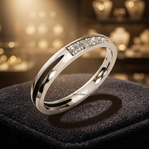 Classic Cut Lab Grown Diamond Channel Set Wedding Band for <b>Men</b> Women Rhodium Plated 10K 14K <b>18K</b> <b>Gold</b> 925 935 Silver Gift - Product Image 1