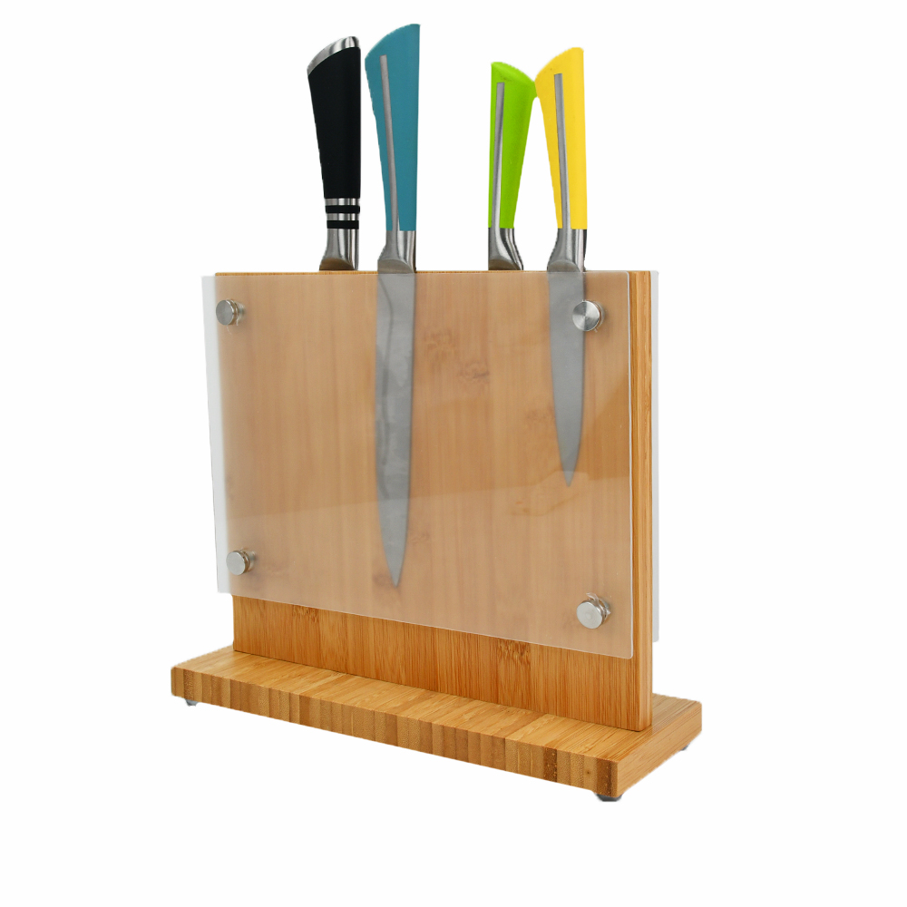 Smeg Granite Magnetic Wooden Damascus Universal Black Bamboo Wood Knife Block Holder Set Magnet 6 Piece