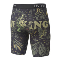 Boxers pour hommes personnalisés en polyester et élasthanne avec imprimé crocodile de la jungle et ceinture à logo