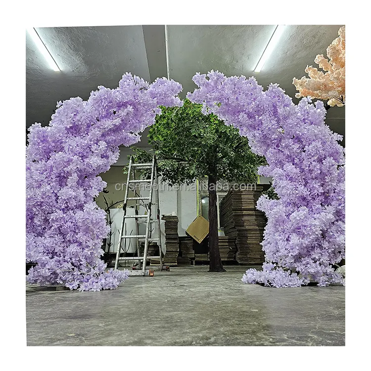 Sıcak satış yapay muhteşem mor ağacı çiçek Arch düğün kiraz çiçekli ağaçlar kapalı açık ev dekor için