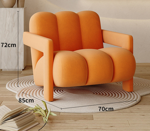 Fauteuil de style crème |   Canapé monoplace en bois massif |   Fauteuil lounge moderne et minimaliste tendance - Product Image 6