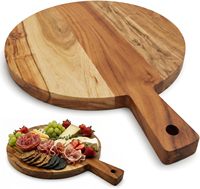 Pelle à pizza en bois pour la maison avec poignée, planche à découper ronde en bois massif, plateau pour desserts et pain de style occidental