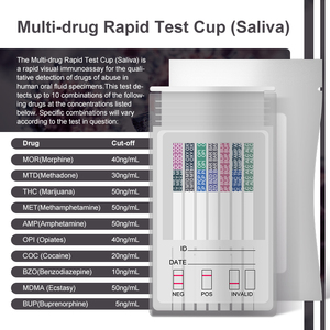 Prueba de Detección Rápida de Drogas en <span class=keywords><strong>Saliva</strong></span> y Orina Multipanel, Kit de Diagnóstico Médico para Detección de Drogas de Abuso en Orina - Product Image 3