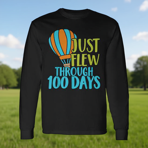 Camiseta de manga larga con diseño de globo aerostático, 100 días que pasaron volando, para niños y profesores - Product Image 3