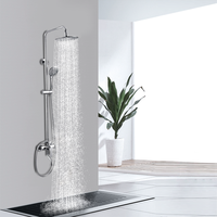 Système de douche thermostatique en laiton chromé avec pommeau de douche pluie, douchette à main, barre coulissante, mitigeur à poignée unique et cartouche céramique, ensemble de salle de bain