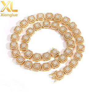 Hip Hop Tennis <b>Necklace</b> <b>Chain</b> Cubic Zirconia Baguette <b>Necklace</b> Miami Gold Plated Choker Women Diamond Clustered Tennis <b>Necklace</b> - Product Image 5