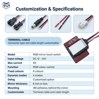 Interrupteur intelligent à touche unique pour miroir LED couleur magique, 12V, tactile capacitif, contrôleur RGB IP21 pour éclairage de meubles et armoires domestiques