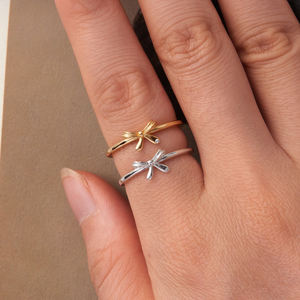 925纯银蝴蝶结开环结声明承诺带可调节18k镀金OL女性派对精品珠宝SCR1144 - Product Image 2