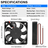 5010 ventilateur cc haute vitesse 5000 tr/min 50mm 12v petits ventilateurs de refroidissement 5V 50x50x10mm ventilateur de refroidissement à flux axial