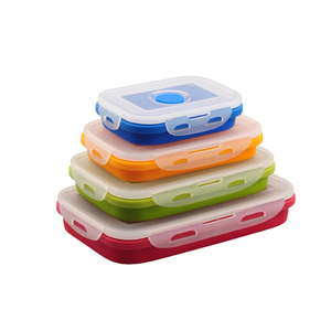 Hot Sale Portable PP Lid Collapsible Silicone Lunch Box Silicone Lunch Box Collapsible Lunch Box For Kids