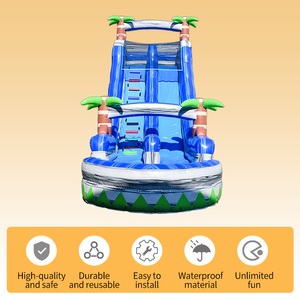 Glissière d'eau gonflable en PVC violet à double voie commerciale conception de paume arc-en-ciel pour les achats de parc de trampoline d'amusement de famille d'arrière-cour - Product Image 2