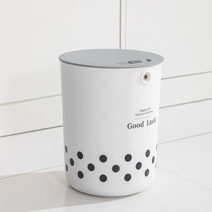 Poubelle ronde à rayures avec couvercle 10L pour cuisine et chambre, seau de rangement avec couvercle - Product Image 3