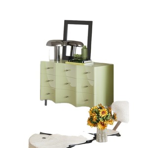 ตู้เก็บของกันความชื้นทรงสี่เหลี่ยมผืนผ้าแบบตั้งพื้น 9 ลิ้นชัก สีมัทฉะ สำหรับห้องนอน ห้องนั่งเล่น และทางเข้าบ้าน - Product Image 5