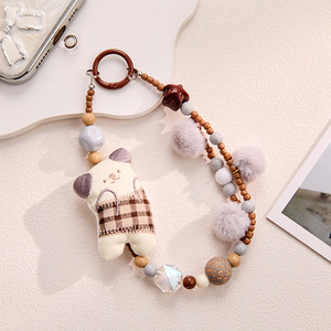 Nuovo Stile Ciondolo per Telefono <span class=keywords><strong>Cellulare</strong></span> a Forma di Gatto in Peluche con Perline, Ornamento da Appendere alla Borsa per Donne, Laccetto Creativo alla Moda - Product Image 4