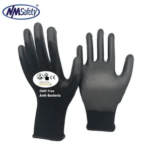 NMSAFETY PU Coat DMF Free ESD Touch Screen Knit Work Gloves Logo High Quality Safety Gloves Construction Electrical Hand Gloves