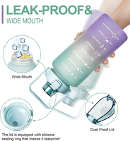 Bouteille d'eau De 2 litres pour filles, Gourde De Sport avec marqueur De temps, Portable, grande cuillère avec paille