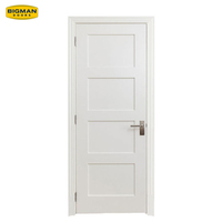 Porte intérieure américaine pré-assemblée en bois massif blanc à quatre panneaux, style Shaker, en contreplaqué étanche pour salle de bain