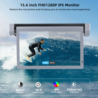 Écran de divertissement Android ViewTech 15,6 pouces, écran de voiture motorisé rabattable, écran de toit de voiture SD USB HDMl pour fourgonnette, autocar, camping-car