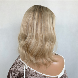 Peluca de Cabello Europeo Virgen con Mechas Balayage <span class=keywords><strong>Rubio</strong></span> <span class=keywords><strong>Ceniza</strong></span> HD sin Pegamento para Cabello con Frente de Encaje, 150% de Densidad para Mujeres con Pérdida de Cabello - Product Image 1