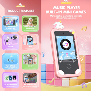 โทรศัพท์มือถือเด็ก Jumon รุ่นการ์ตูน กล้อง HD เล่น MP3 หน้าจอสัมผัสพลาสติกขนาด 2.36 นิ้ว ของเล่นพร้อมนาฬิกาปลุก ชาร์จได้ - Product Image 5
