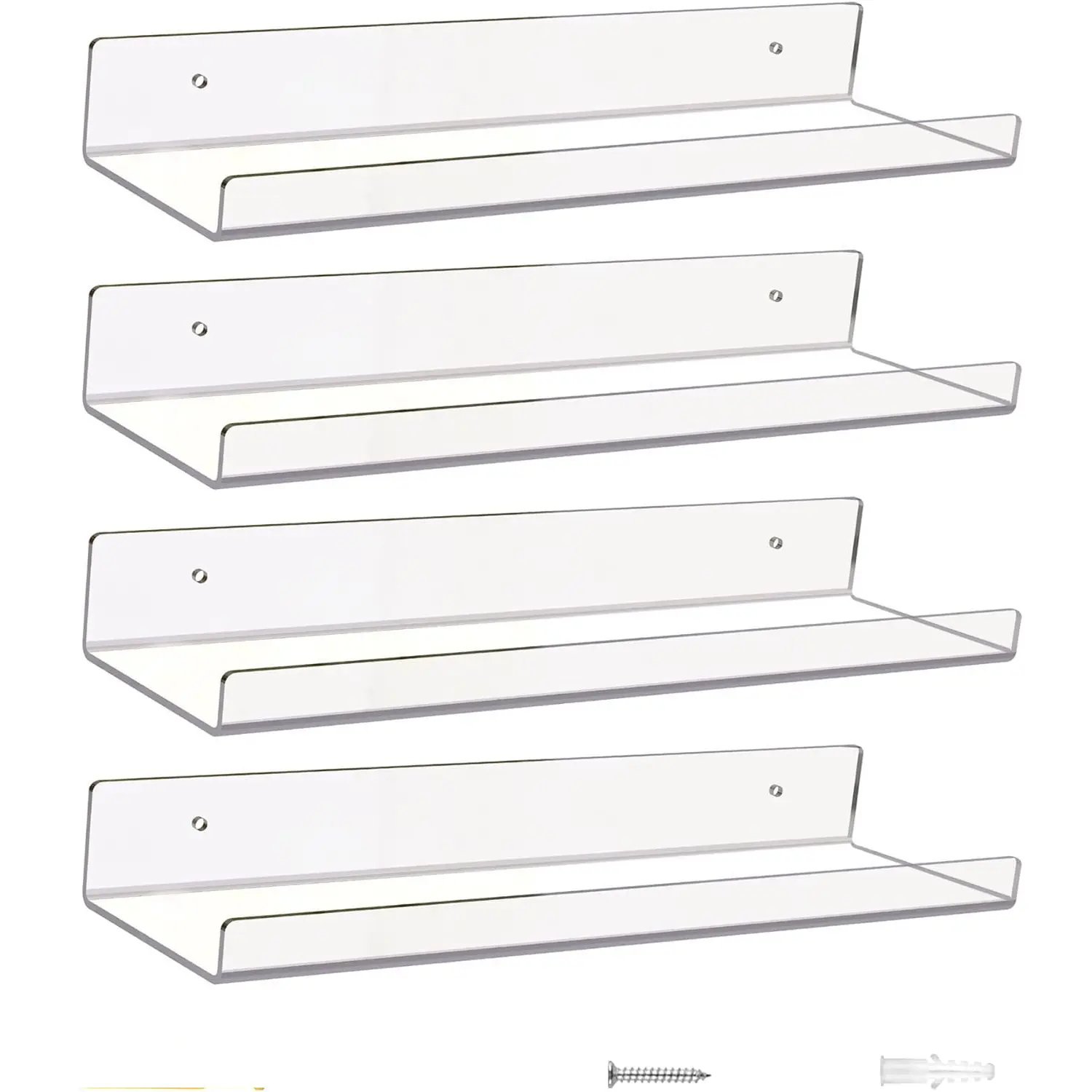 Set mit 4 geräumigen, durchsichtigen, schwimmenden Regalen Vielseitige, robuste Organizer-Regale Acryl-Wandre gale für die Dekoration