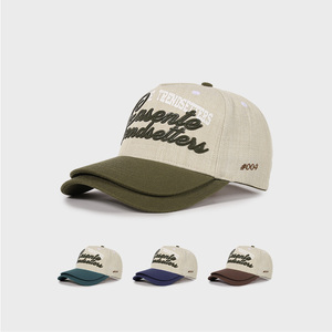 Topi bisbol pria Fashion 5 Panel pinggiran ganda topi pakaian jalan topi desainer Logo tambalan bordir kustom topi bisbol - Product Image 1
