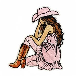 Patch brodé en tissu polyester style cowgirl western, motif cœur et nœud style <span class=keywords><strong>Panthère</strong></span> <span class=keywords><strong>Rose</strong></span>, thermocollant pour chapeaux, bottes et vêtements - Product Image 4