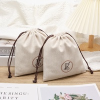 Pochette personnalisée à chevrons en lin avec cordon de serrage Sac de rangement cosmétique en coton biologique réutilisable recyclable promotionnel