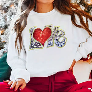 Valentinstag Personalisierte Bestickte Große Glitzer-Pailletten-Herz-Stickerei Aufbügelbare Patches für Kleidung - Product Image 3