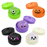 Jouet Squishy Halloween en forme de boulette, boîte ronde, paillettes, pain de maltose, fantôme, chauve-souris, citrouille, monstre, à rebond lent, sensoriel, anti-stress, cadeau pour enfants
