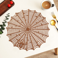 Set de table rond en PVC toile d'araignée Halloween, découpé ajouré, résistant à la chaleur et imperméable, pour décoration de table de fête d'Halloween