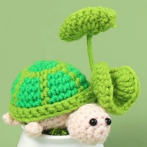 Factory Wholesale Handmade Crochet Mini Turtles Potted Toys Knitted Flowers Wool HandMade Crochet Home Car <b>Table</b> <b>Decoration</b> - Product Image 2