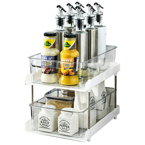 Mode 2 niveaux étagère <span class=keywords><strong>de</strong></span> rangement salle <span class=keywords><strong>de</strong></span> bain accessoire organisateur <span class=keywords><strong>cuisine</strong></span> panier toboggan <span class=keywords><strong>cuisine</strong></span> salle <span class=keywords><strong>de</strong></span> bain armoire <span class=keywords><strong>sous</strong></span> l'évier organisateur - Product Image 4