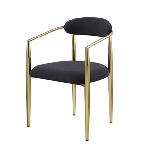 Ensemble de 2 chaises de salle à manger OE HOME, style mid-century modern, dossier en bouclette, revêtement en velours, écologiques, durables, métal noir - Product Image 2