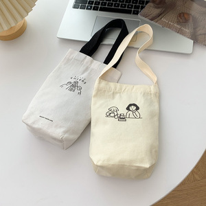 定制Logo图案小奶茶咖啡红酒帆布瓶袋环保促销批发迷你帆布手提袋 - Product Image 1