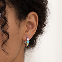 Boucles d'oreilles Huggie hypoallergéniques HOVANCI en acier inoxydable étanche, petites, avec émail cœur et étoile, zircon cubique, bijoux de piercing pour l'oreille