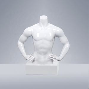 Matte Schwarz Shiny White Mannequin Muscle Mann Halb Körper Fiberglas Männliche Obere Hälfte Körper Sport Mannequin Für Verkauf - Product Image 2
