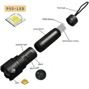 Helius haute puissance 4 cellules Xhp50 lampe de poche LED <span class=keywords><strong>Super</strong></span> lumineuse Usb Zoom lumière rechargeable pour le <span class=keywords><strong>camping</strong></span>, lampe de poche extérieure - Product Image 6