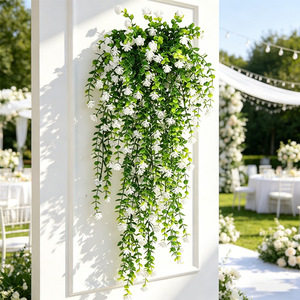 Shuman Artificial Flower Vine 76cm Red Hanging Plant Indoor Outdoor Wedding Wall Decorations - Product Image 5