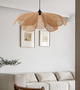 Wabi Sabi亚洲藤制吊灯手工编织吊灯天然柳条藤制吊灯花朵造型灯 - Product Image 4