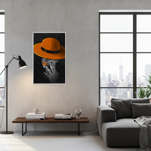 Lunch Atop Skyscraper Canvas Print: Classic <b>Black</b> & White Art,WHITE <b>FRAMED</b> CANVAS - Product Image 2