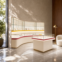 Maßgefertigte Schmuck-Wandvitrine Insel-Display-Theke Set mit LED-Beleuchtung Glas-Schmuckausstellungsmöbel Großhandel für Geschäfte