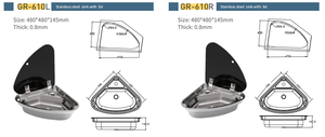 Évier de cuisine grande capacité en acier inoxydable JP SUS 304 <span class=keywords><strong>pour</strong></span> <span class=keywords><strong>camping</strong></span>-cars, caravanes et yachts - Product Image 6