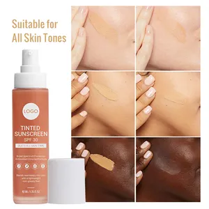 Gesichts Sonnencreme Octocrylen Hyaluron säure Hydrate Sonnenschutz Sonnenschutz Lotion Spf 30 Foundation Getöntes Gesicht Sonnenschutz