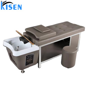 Kisen Mobile Professional Hair Washing Massage Chair Shampoo Bowl <b>Bed</b> Spa Heated Head Water Therapy Shampoo <b>Bed</b> with Steamer - Product Image 5